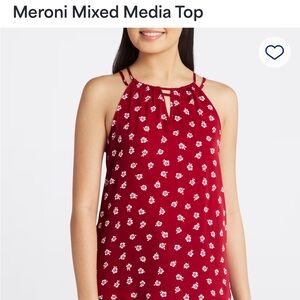 Red Floral Sleeveless Blouse